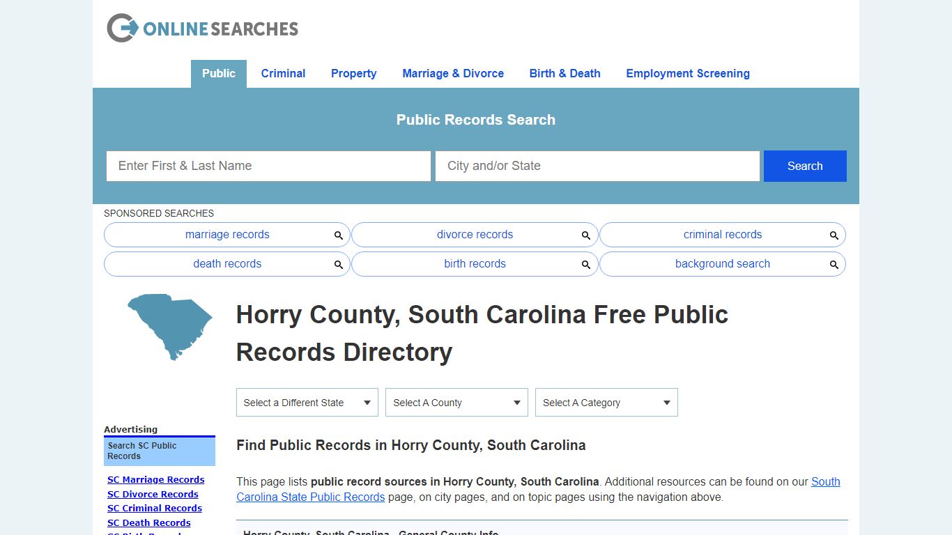 Horry County, South Carolina Public Records Directory