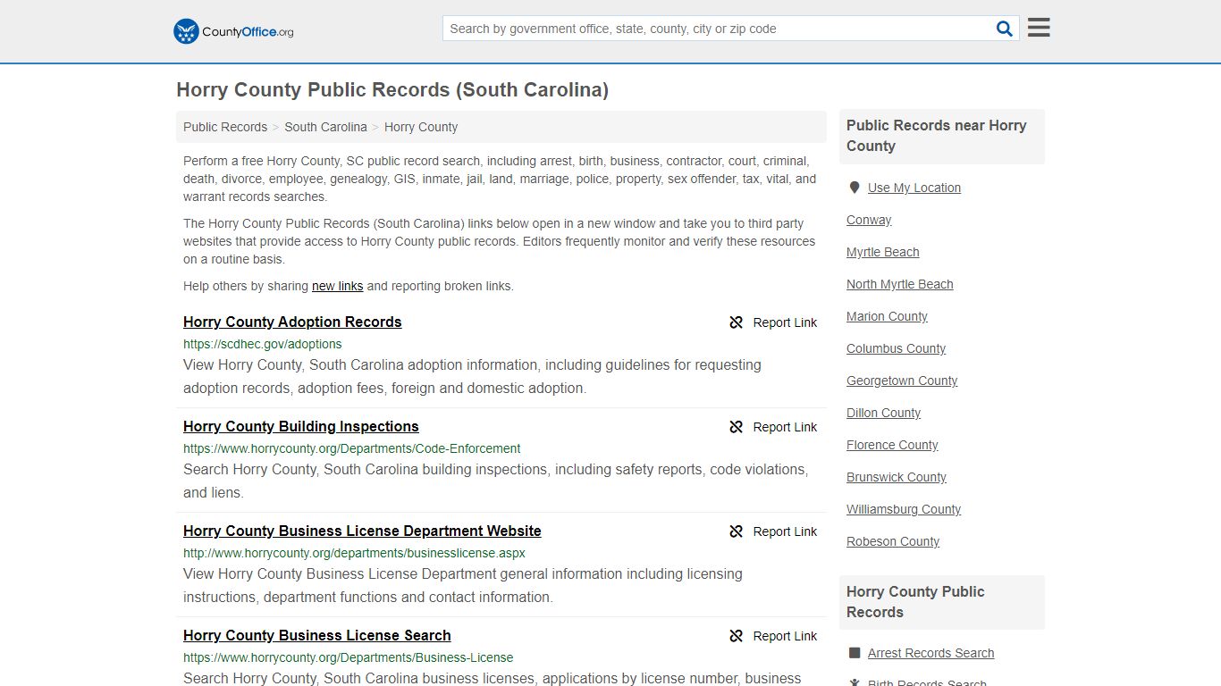 Public Records - Horry County, SC (Business, Criminal, GIS ...