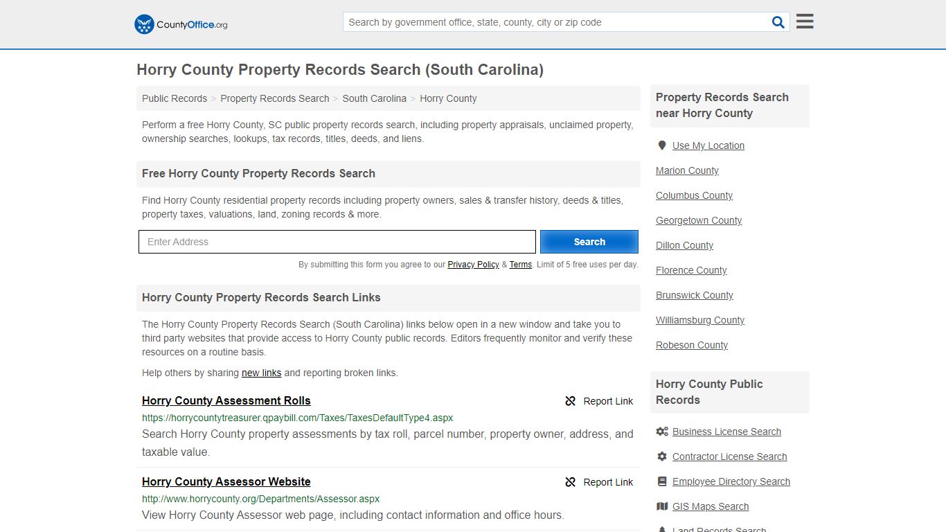 Property Records Search - Horry County, SC (Assessments ...